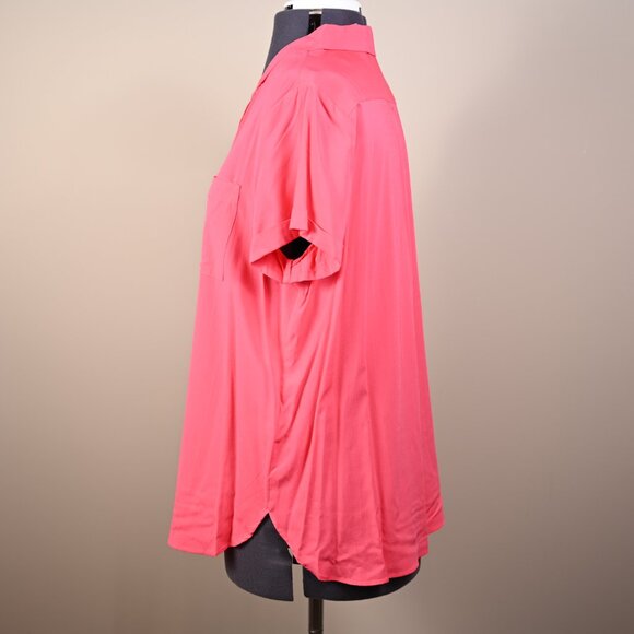 NWOT Short Sleeve Coral Viscose Button Down blouse-Petite Large - Picture 3 of 7